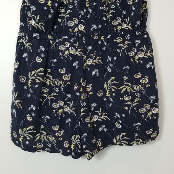 LOFT Floral Print Sleeveless Tie Front Blue Romper - Picture 12 of 14